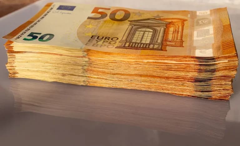 Stack of euro banknotes