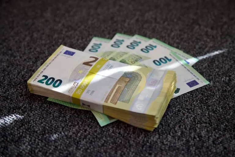 Fanned euro banknotes